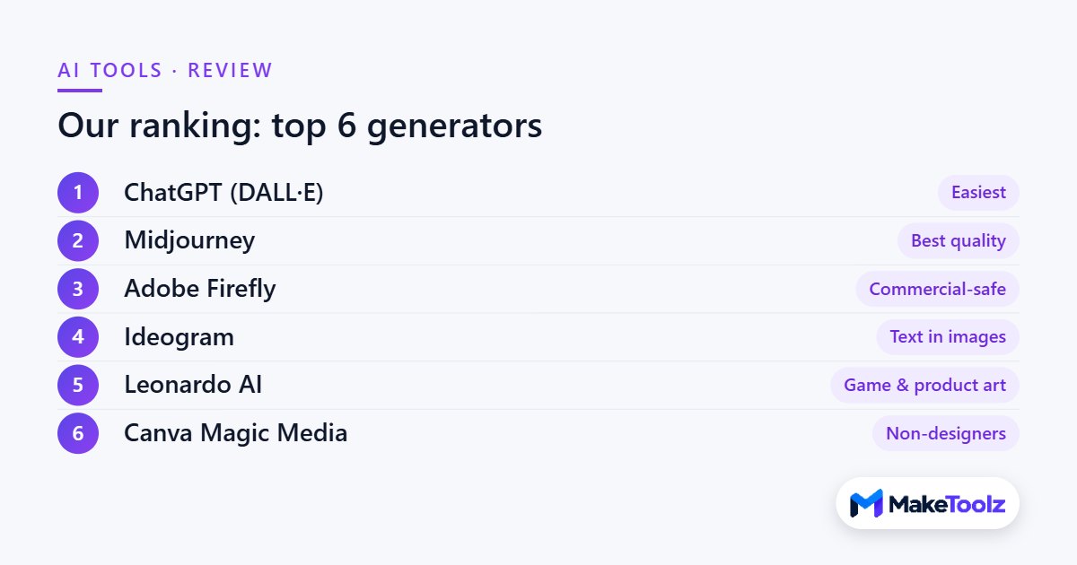 Our ranking of the top 6 AI image generators